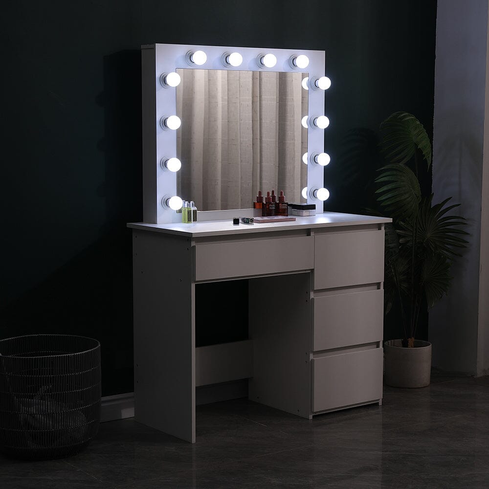 43cm D Hollywood Dressing Table with Large Lighted Mirror - House Comfort