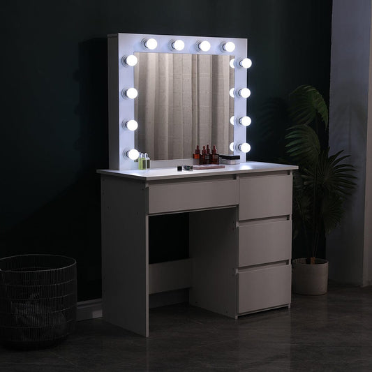 43cm D Hollywood Dressing Table with Large Lighted Mirror - House Comfort