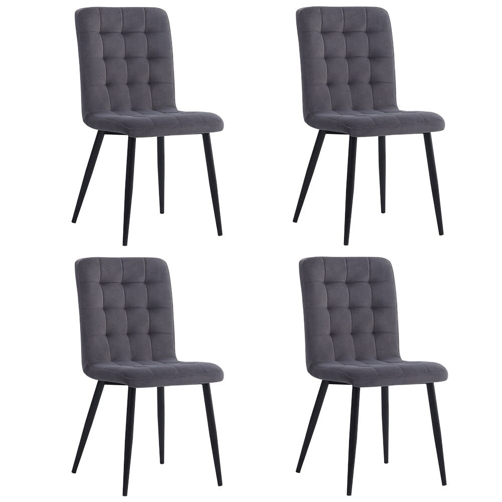 44 cm Height Set of 4 Tufted Modern Armless Dining Chairs with Metal Legs - House Comfort