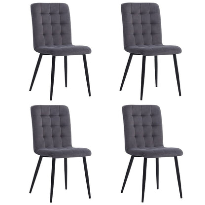 44 cm Height Set of 4 Tufted Modern Armless Dining Chairs with Metal Legs - House Comfort