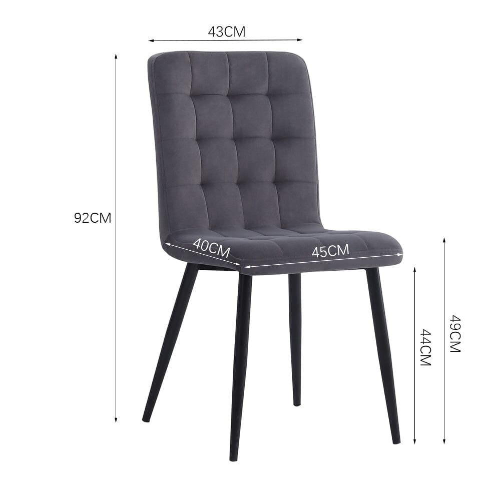 44 cm Height Set of 4 Tufted Modern Armless Dining Chairs with Metal Legs - House Comfort