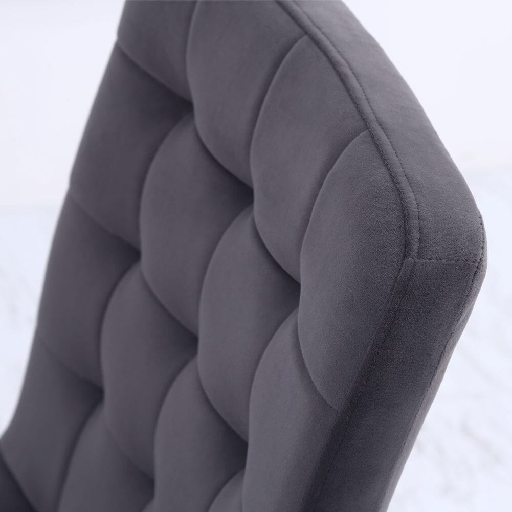 44 cm Height Set of 4 Tufted Modern Armless Dining Chairs with Metal Legs - House Comfort