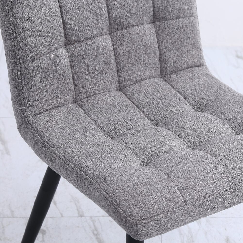44 cm Height Set of 4 Tufted Modern Armless Dining Chairs with Metal Legs - House Comfort