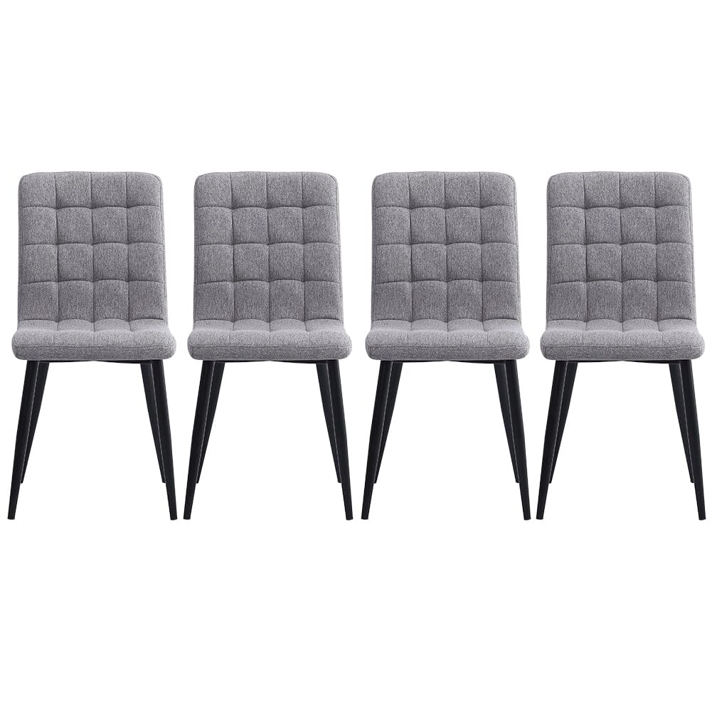 44 cm Height Set of 4 Tufted Modern Armless Dining Chairs with Metal Legs - House Comfort