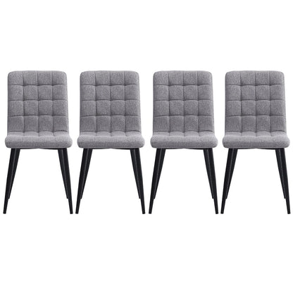 44 cm Height Set of 4 Tufted Modern Armless Dining Chairs with Metal Legs - House Comfort
