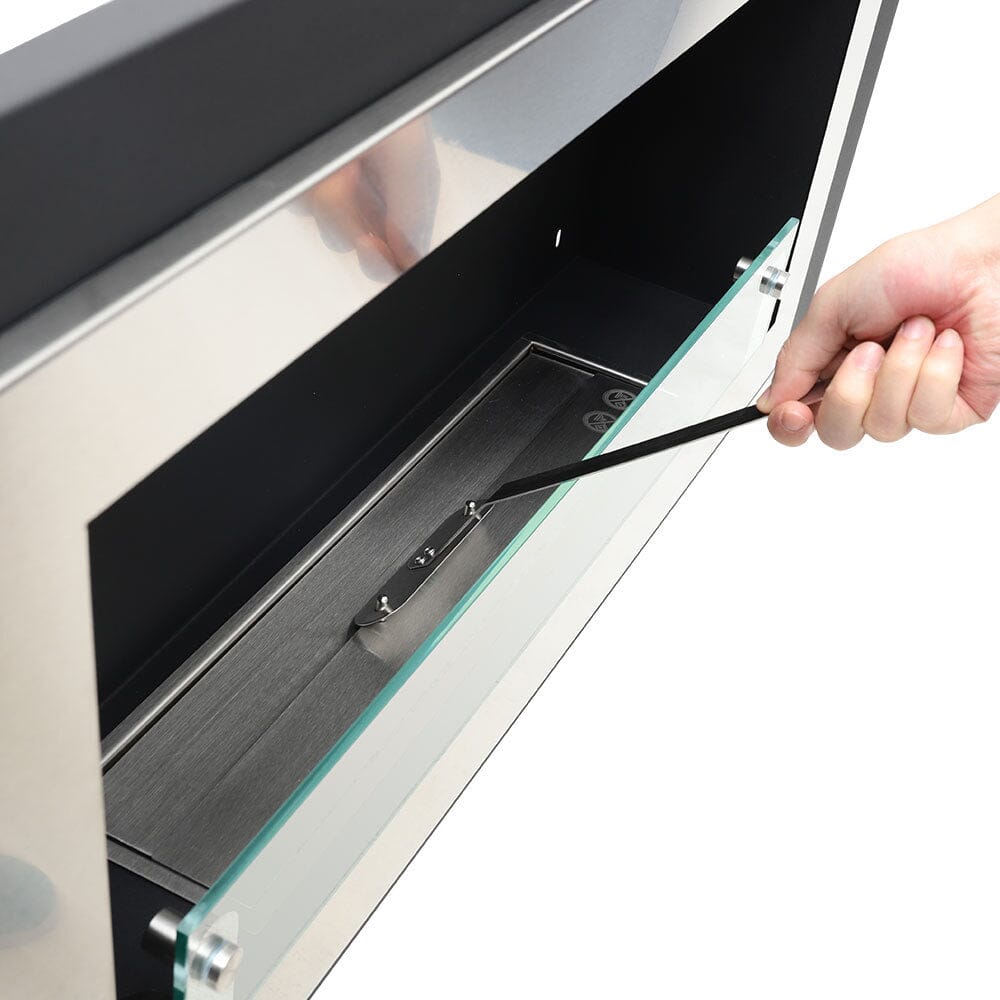 45 inch Silver Wall Mount Fireplaces Steel Stainless Indoors Bio - Ethanol Fireplaces - House Comfort