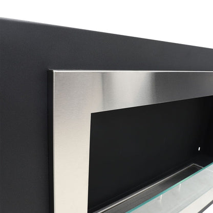 45 inch Silver Wall Mount Fireplaces Steel Stainless Indoors Bio - Ethanol Fireplaces - House Comfort