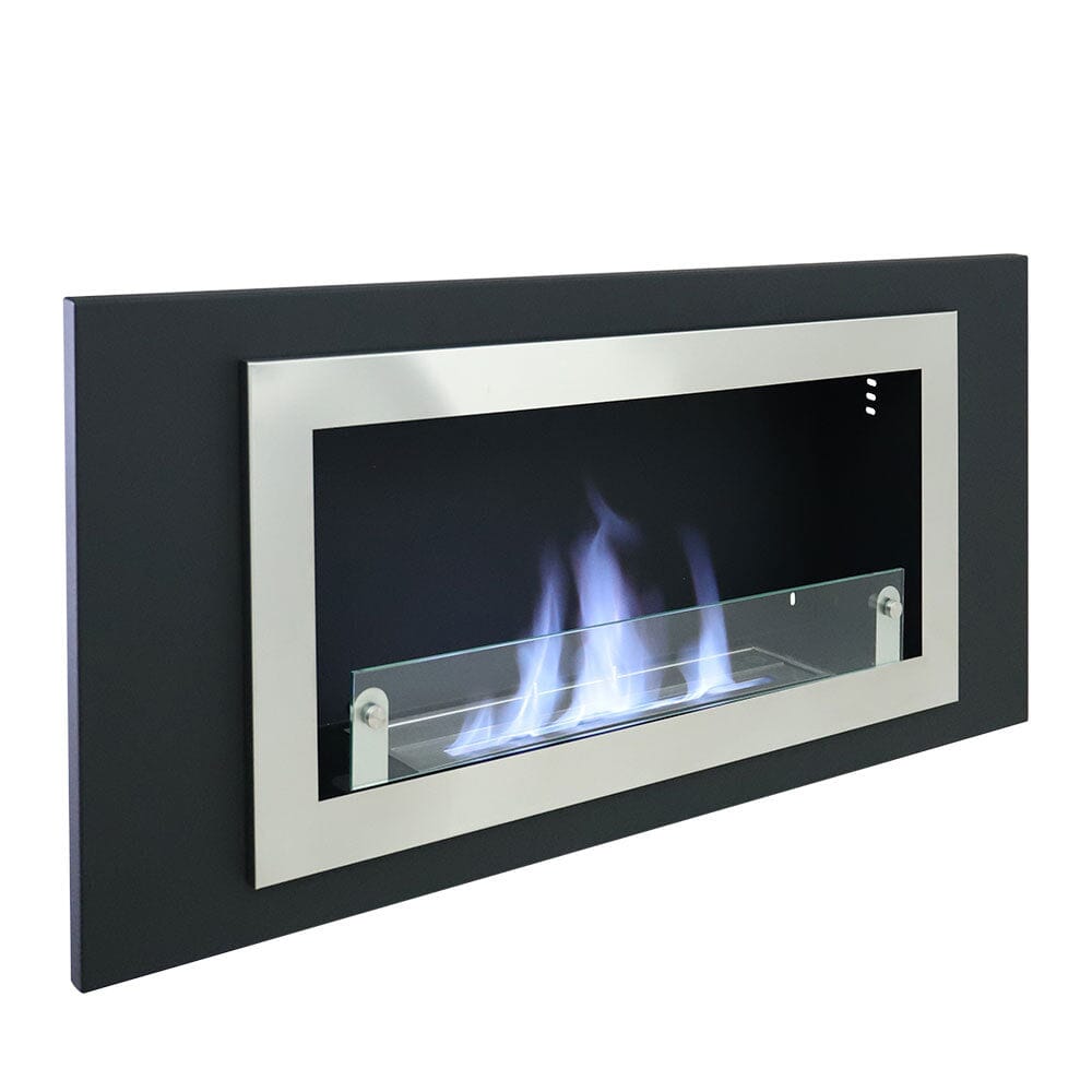 45 inch Silver Wall Mount Fireplaces Steel Stainless Indoors Bio - Ethanol Fireplaces - House Comfort
