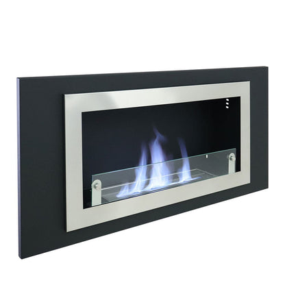 45 inch Silver Wall Mount Fireplaces Steel Stainless Indoors Bio - Ethanol Fireplaces - House Comfort