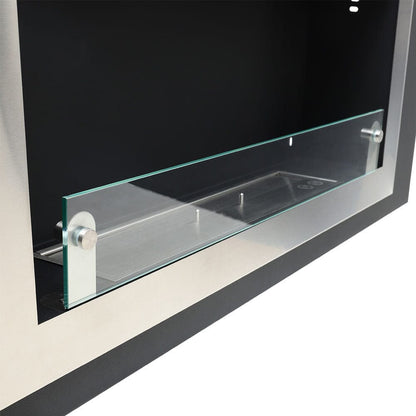 45 inch Silver Wall Mount Fireplaces Steel Stainless Indoors Bio - Ethanol Fireplaces - House Comfort