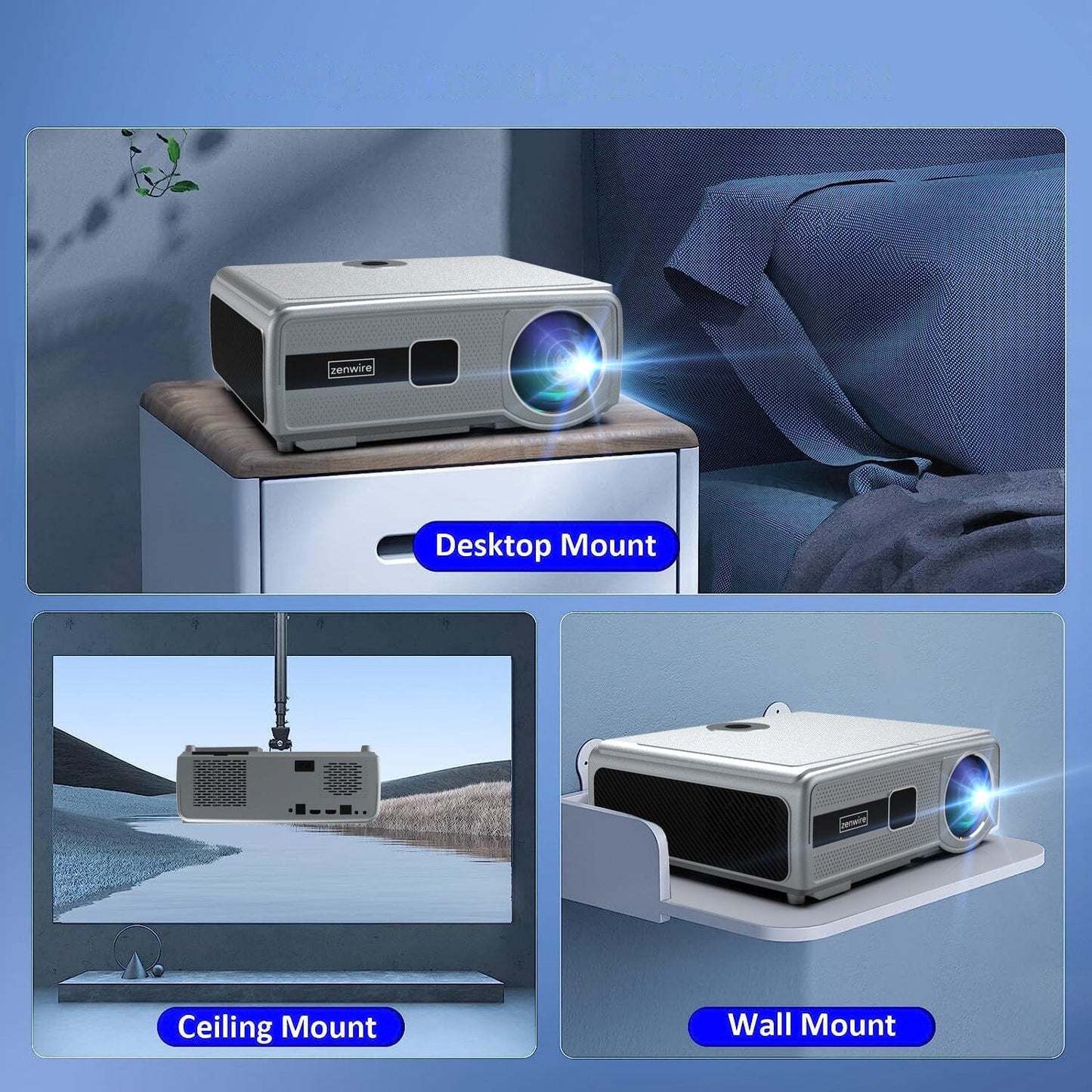 4.6 inch W Grey 4K Smart Projector - House Comfort