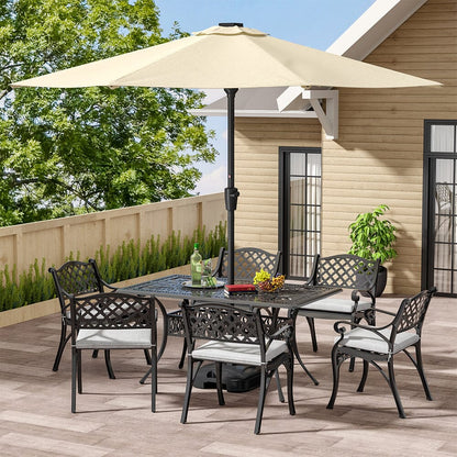 4/6 Seater Aluminium Garden Dining Set with Parasol Hole - House Comfort