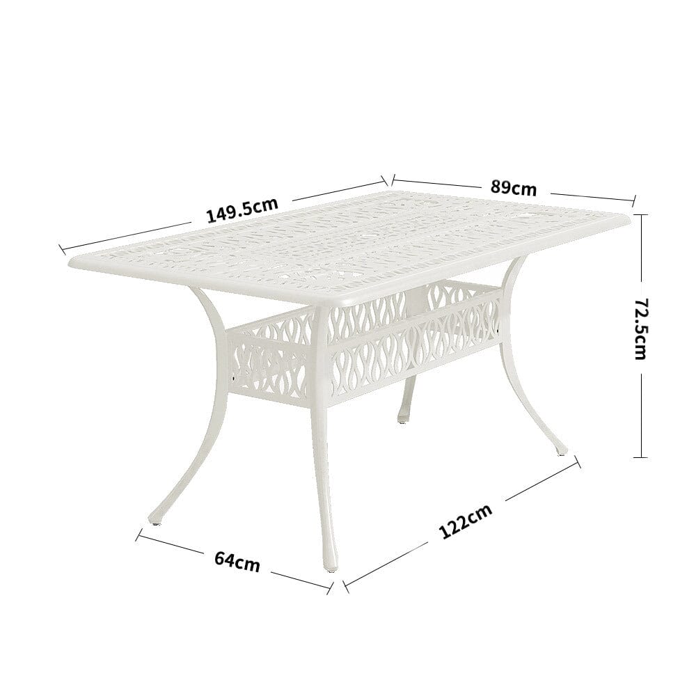 4/6 Seater Aluminium Garden Dining Set with Parasol Hole - House Comfort