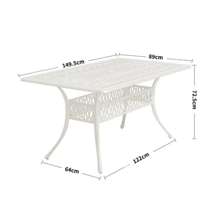 4/6 Seater Aluminium Garden Dining Set with Parasol Hole - House Comfort
