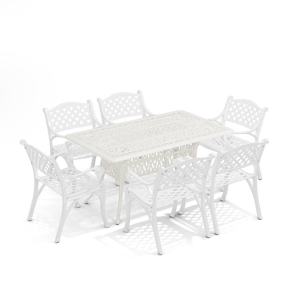 4/6 Seater Aluminium Garden Dining Set with Parasol Hole - House Comfort