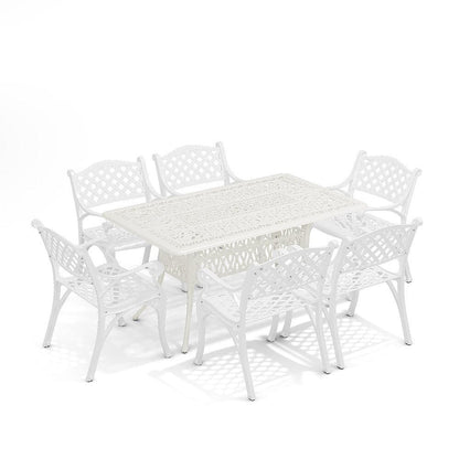 4/6 Seater Aluminium Garden Dining Set with Parasol Hole - House Comfort