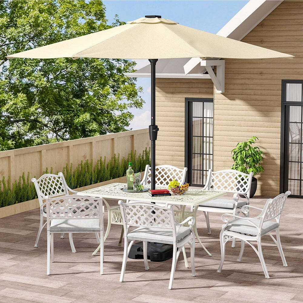 4/6 Seater Aluminium Garden Dining Set with Parasol Hole - House Comfort