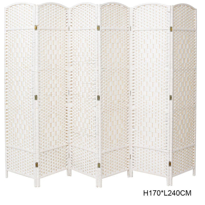 4/6 White Wooden Panels Folding Room Divider Partition Slat Privacy Screen - House Comfort