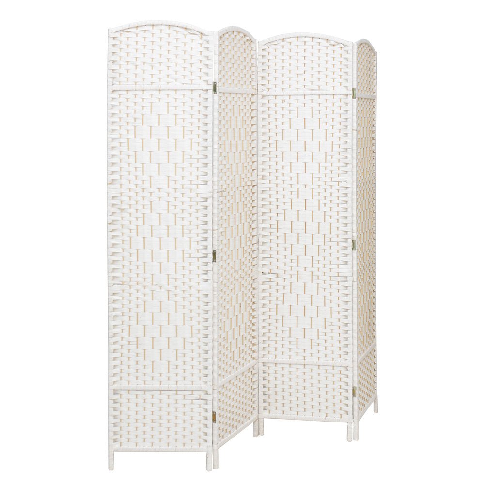 4/6 White Wooden Panels Folding Room Divider Partition Slat Privacy Screen - House Comfort