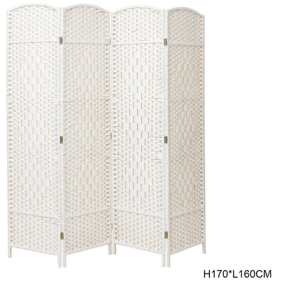 4/6 White Wooden Panels Folding Room Divider Partition Slat Privacy Screen - House Comfort