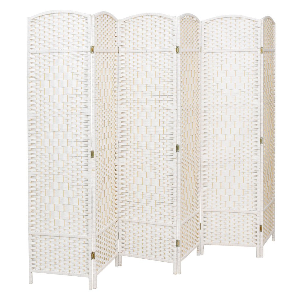 4/6 White Wooden Panels Folding Room Divider Partition Slat Privacy Screen - House Comfort
