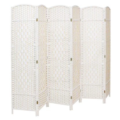4/6 White Wooden Panels Folding Room Divider Partition Slat Privacy Screen - House Comfort