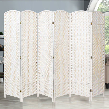 4/6 White Wooden Panels Folding Room Divider Partition Slat Privacy Screen - House Comfort
