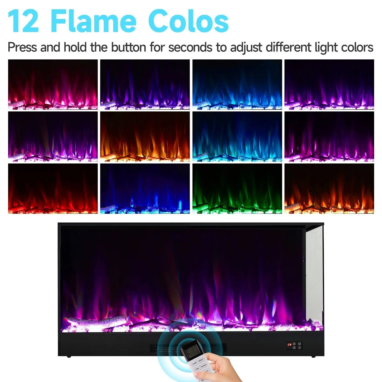 46/60inch L - Shaped Electric Fireplace – WiFi Control, LED Display, Resin Logs & Crystal Stones with Heating - House Comfort