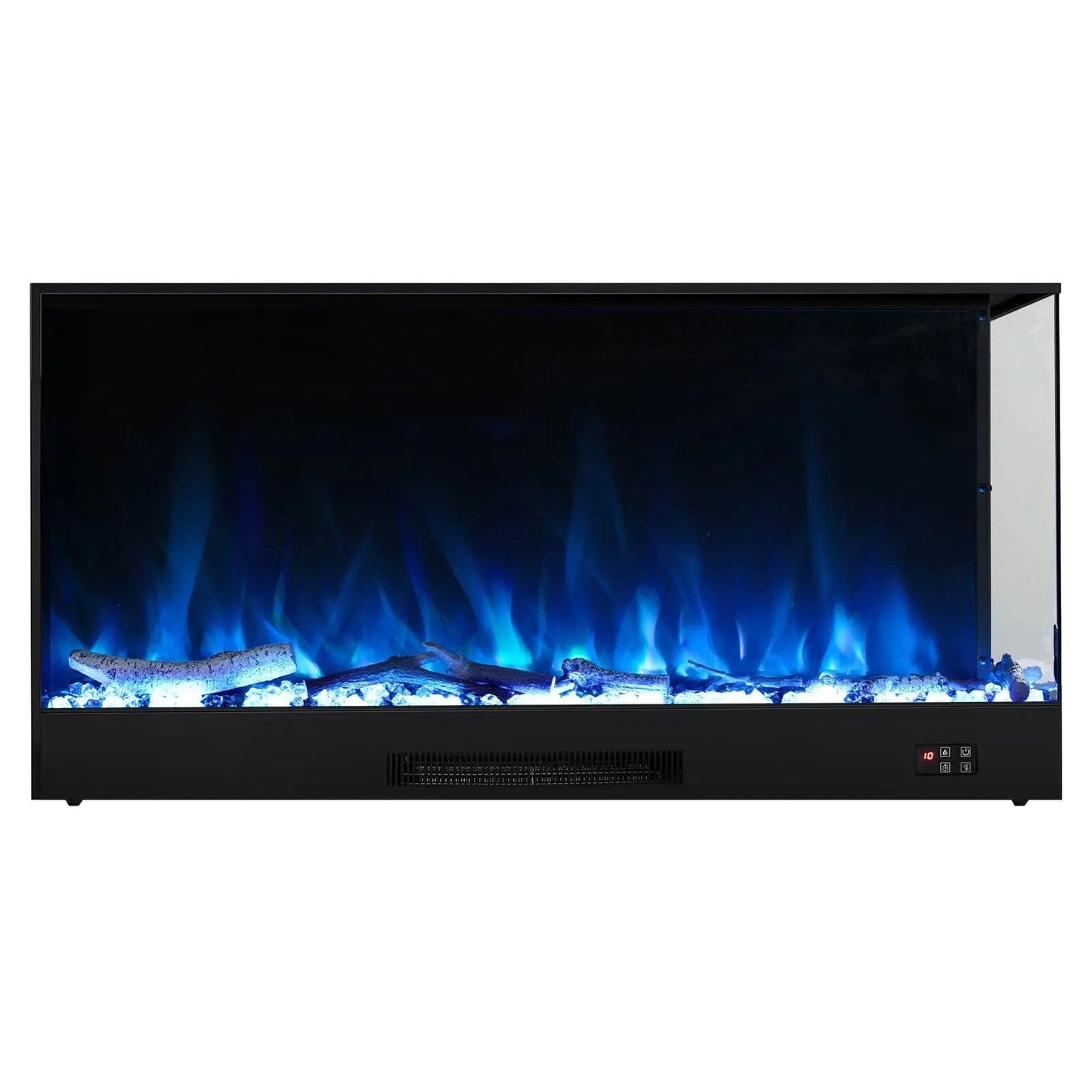 46/60inch L - Shaped Electric Fireplace – WiFi Control, LED Display, Resin Logs & Crystal Stones with Heating - House Comfort