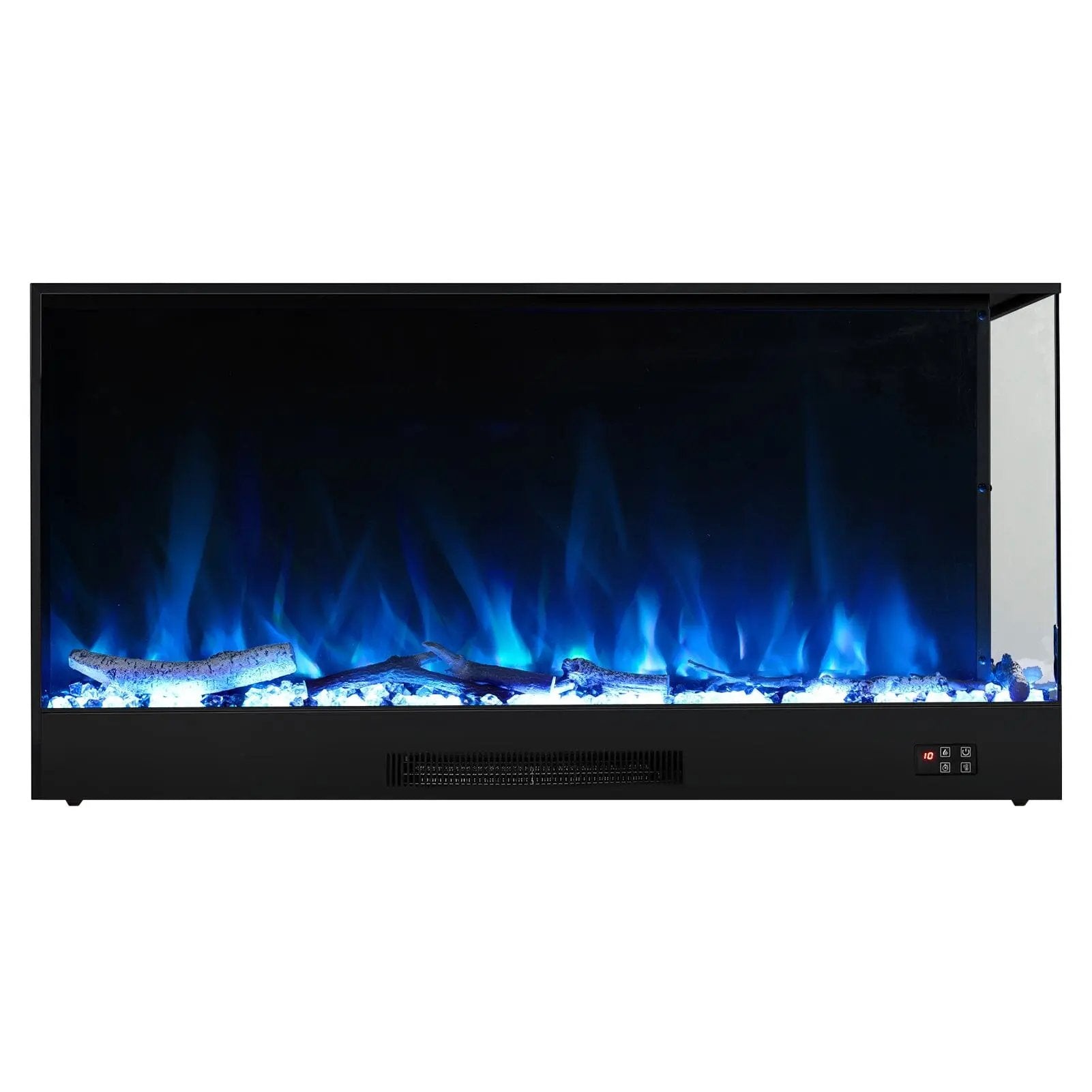 46/60inch L - Shaped Electric Fireplace – WiFi Control, LED Display, Resin Logs & Crystal Stones with Heating - House Comfort