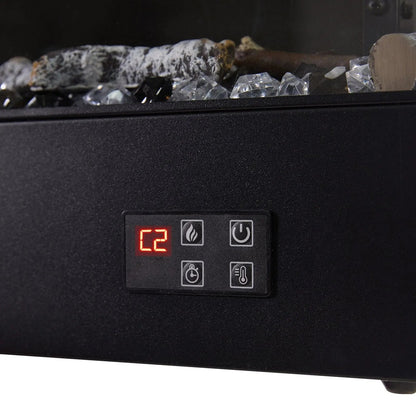 46/60inch L - Shaped Electric Fireplace – WiFi Control, LED Display, Resin Logs & Crystal Stones with Heating - House Comfort