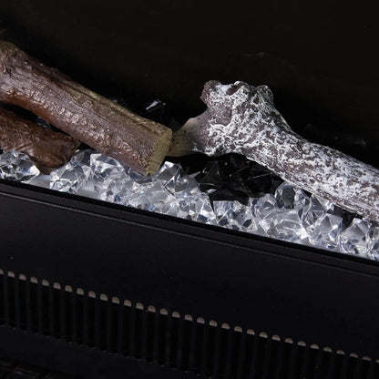 46/60inch L - Shaped Electric Fireplace – WiFi Control, LED Display, Resin Logs & Crystal Stones with Heating - House Comfort