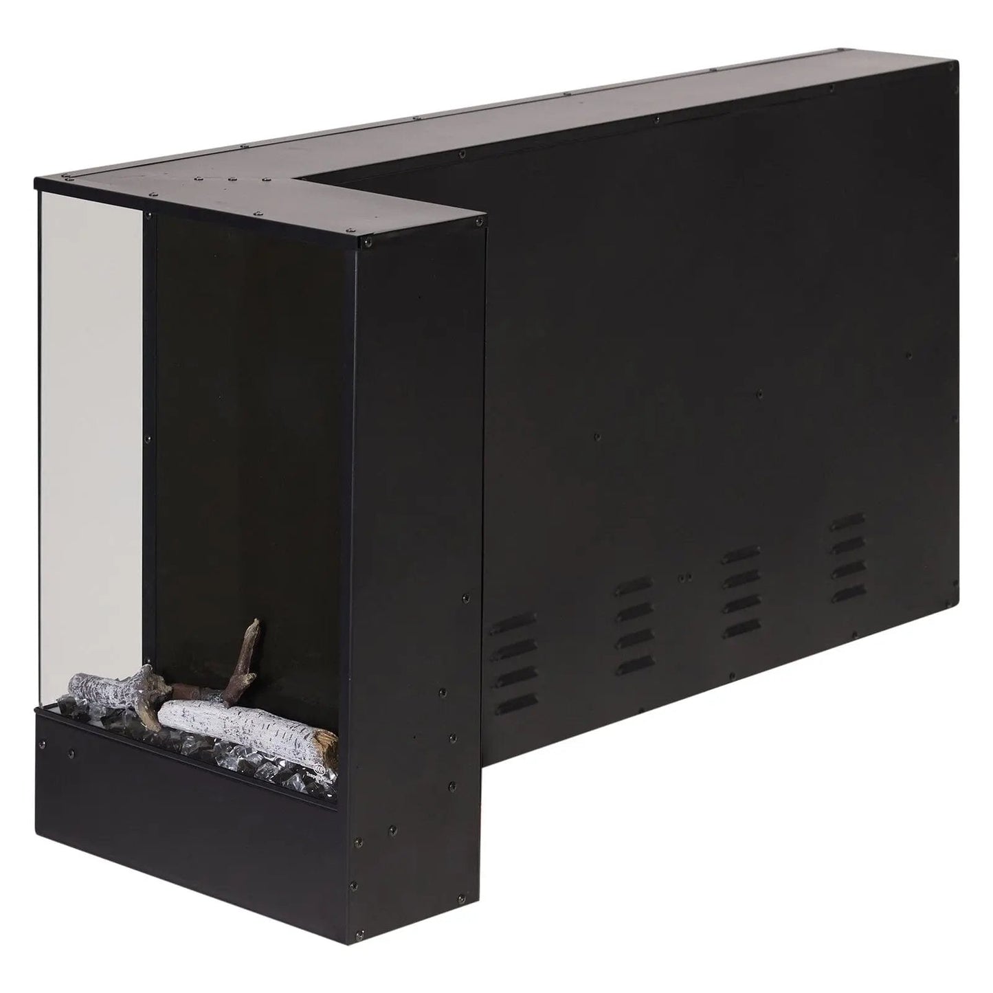 46/60inch L - Shaped Electric Fireplace – WiFi Control, LED Display, Resin Logs & Crystal Stones with Heating - House Comfort