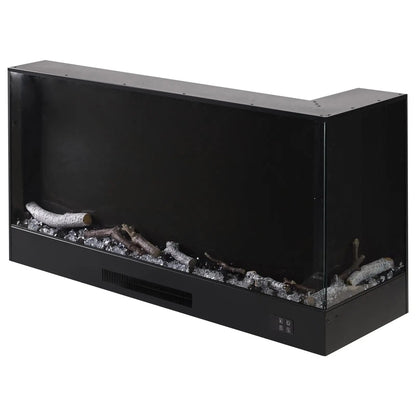 46/60inch L - Shaped Electric Fireplace – WiFi Control, LED Display, Resin Logs & Crystal Stones with Heating - House Comfort