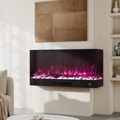 46/60inch L - Shaped Electric Fireplace – WiFi Control, LED Display, Resin Logs & Crystal Stones with Heating - House Comfort