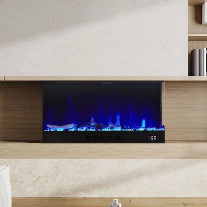 46/60inch L - Shaped Electric Fireplace – WiFi Control, LED Display, Resin Logs & Crystal Stones with Heating - House Comfort