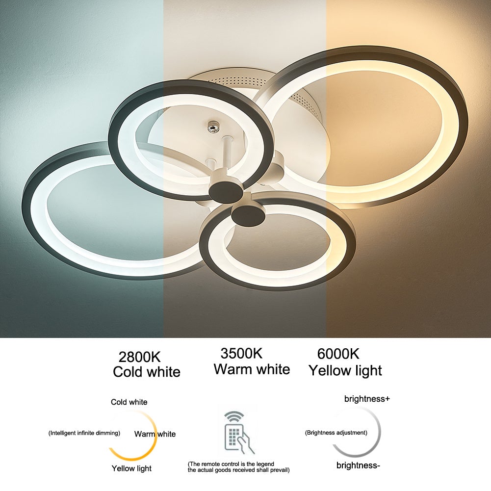 4/6/8 Rings LED Semi - Flush Ceiling Light Dimmable/Non - Dimmable - House Comfort
