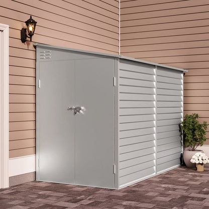 4.6×9 ft Steel Garden Bike Storage Shed Grey/White/Black Lockable - House Comfort