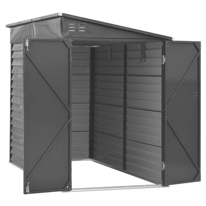 4.6×9 ft Steel Garden Bike Storage Shed Grey/White/Black Lockable - House Comfort