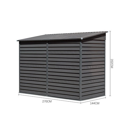 4.6×9 ft Steel Garden Bike Storage Shed Grey/White/Black Lockable - House Comfort