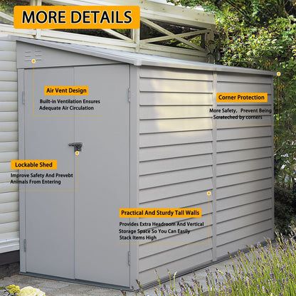 4.6×9 ft Steel Garden Bike Storage Shed Grey/White/Black Lockable - House Comfort