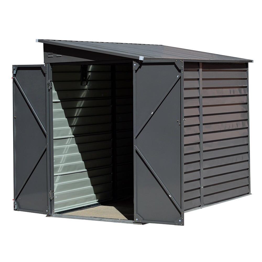 4.6×9 ft Steel Garden Bike Storage Shed Grey/White/Black Lockable - House Comfort