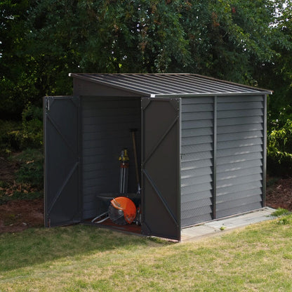 4.6×9 ft Steel Garden Bike Storage Shed Grey/White/Black Lockable - House Comfort