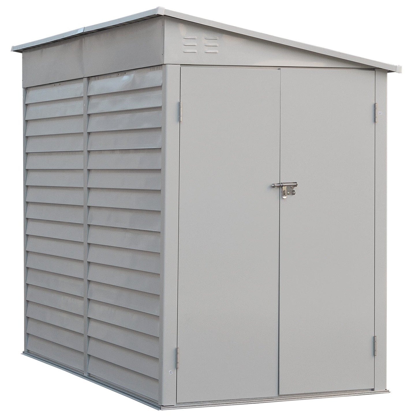 4.6×9 ft Steel Garden Bike Storage Shed Grey/White/Black Lockable - House Comfort