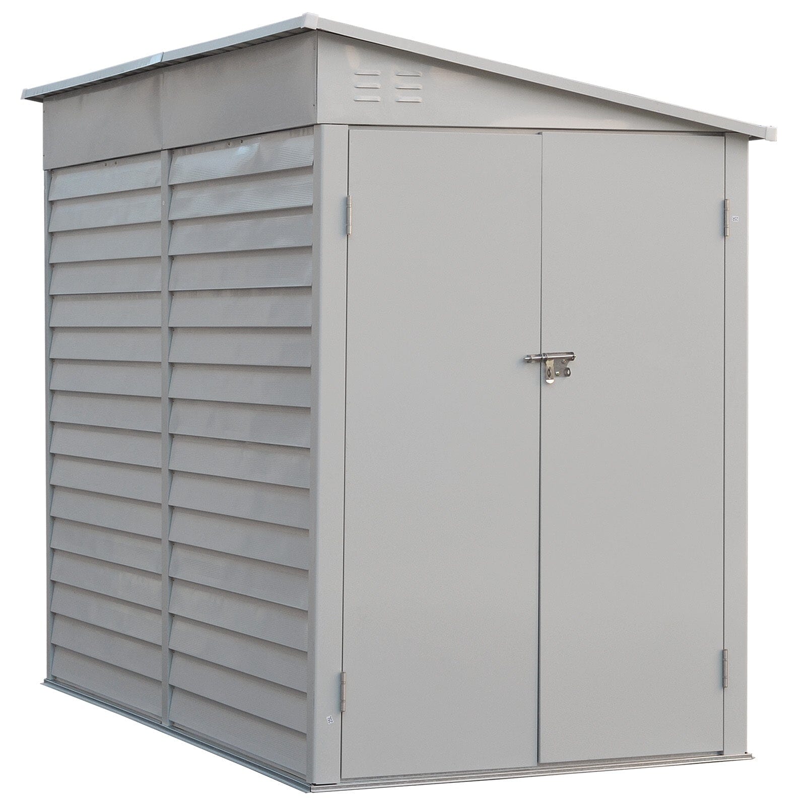 4.6×9 ft Steel Garden Bike Storage Shed Grey/White/Black Lockable - House Comfort