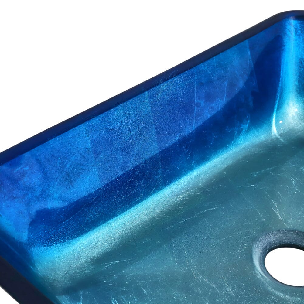 46cm W Rectangular Tempered Glass Bathroom Art Design Sink - House Comfort