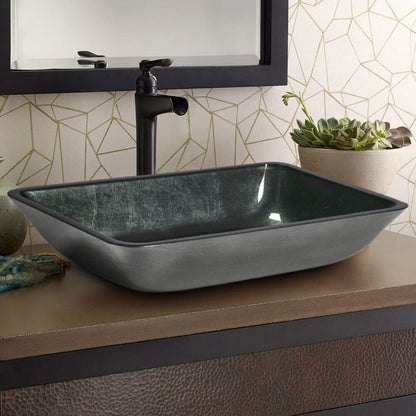 46cm W Rectangular Tempered Glass Bathroom Art Design Sink - House Comfort