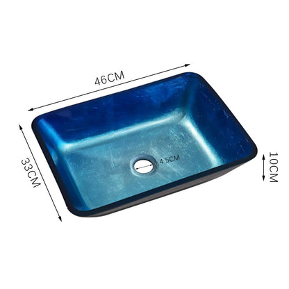 46cm W Rectangular Tempered Glass Bathroom Art Design Sink - House Comfort