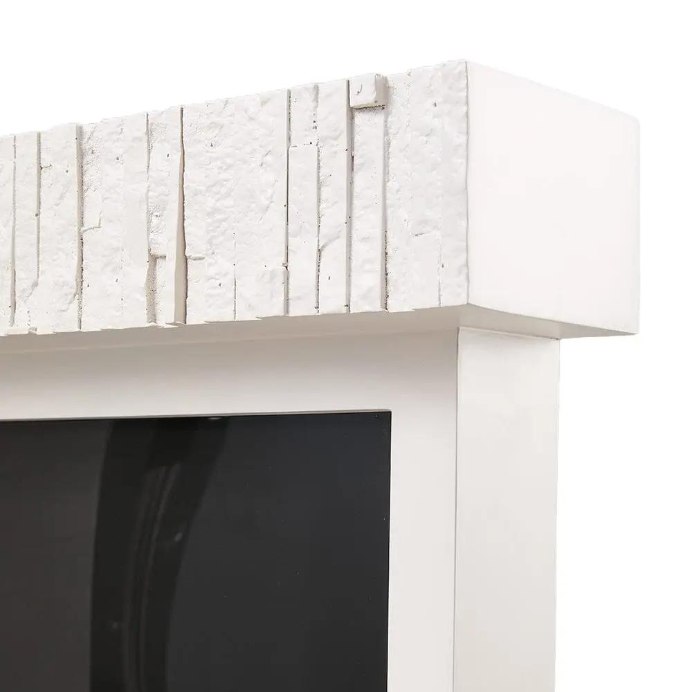 47/59 Inch Wall Mounted Electric Fireplace with Faux Stone Mantel, WiFi, Remote & LED Flames - House Comfort