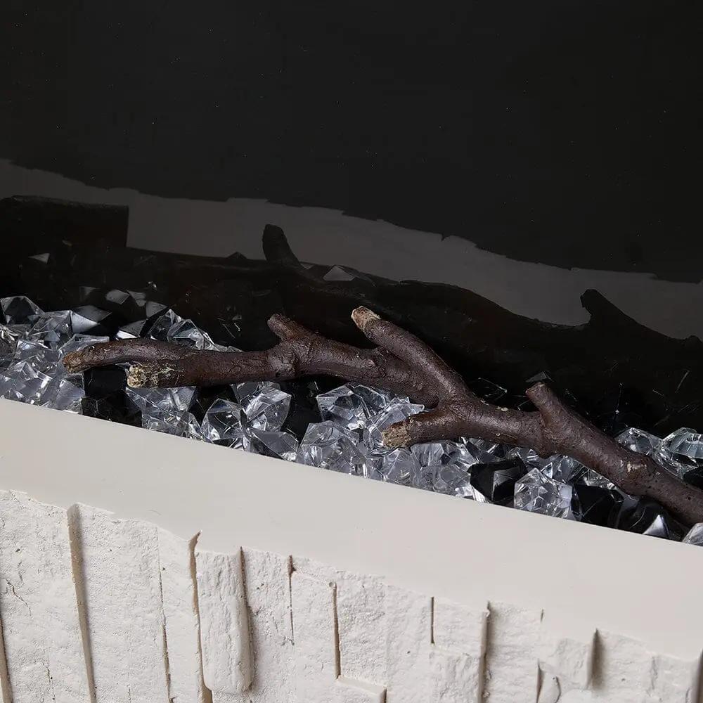 47/59 Inch Wall Mounted Electric Fireplace with Faux Stone Mantel, WiFi, Remote & LED Flames - House Comfort